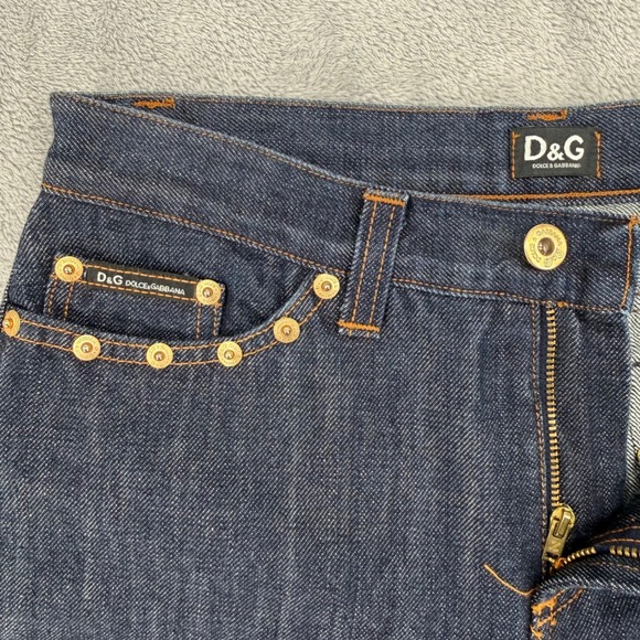 Vintage Dolce & Gabbana Women's Dark Wash Denim Jeans Gold Studded  Sz 26 - Picture 11 of 16